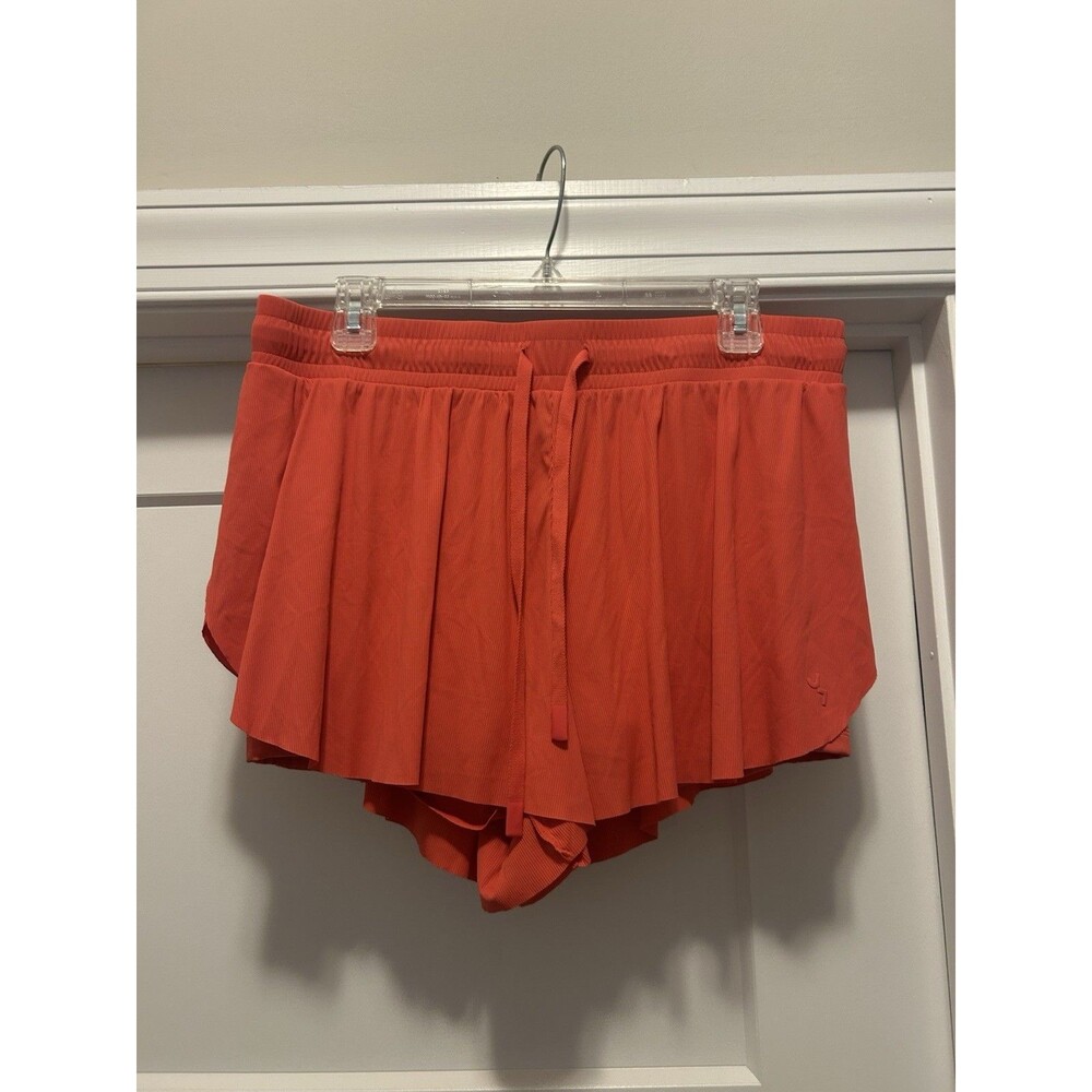 Women's Mid-Rise Double Layer Flowy Run Shorts Red Pink JoyLab Size Large Gym